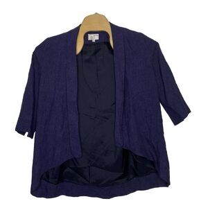 Alberto Makali Women's Linen 3/4 Sleeve Open Blazer Jacket Navy Blue Black Large